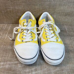 Vans Low Top Classic Skater Shoes Sneakers Bright Yellow White Mens 6.5 Women 8